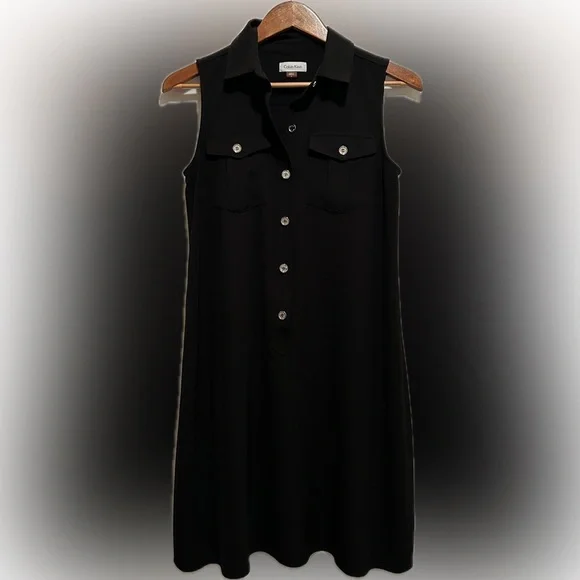 Calvin Klein Women’s Black Sleeveless Dress with Silver Buttons. Size 4 - Picture 8 of 8